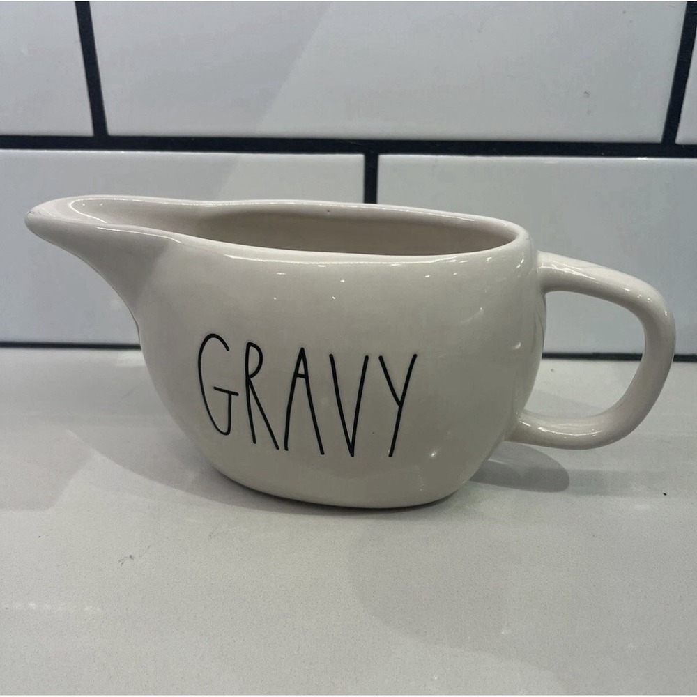 NEW Rae Dunn GRAVY Gravy Boat By Magenta Thanksgiving Christmas Dinner White